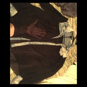 Denim and see through shirt